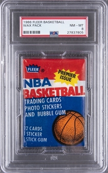 1986/87 Fleer Basketball Unopened Wax Pack (No Sticker) – PSA NM-MT 8